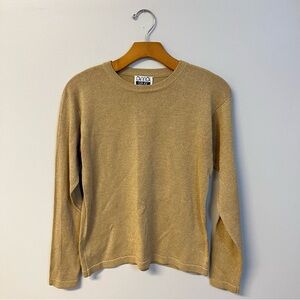 Anna gray silk blend top vintage gold metallic long sleeve medium